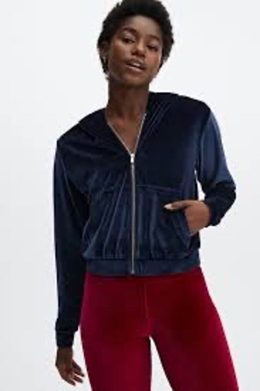 New Fabletics Donna Velour Full-zip Hoodie deep navy size M